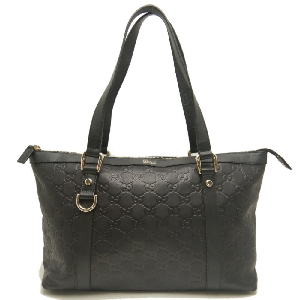 GUCCI Black Leather Tote Bag